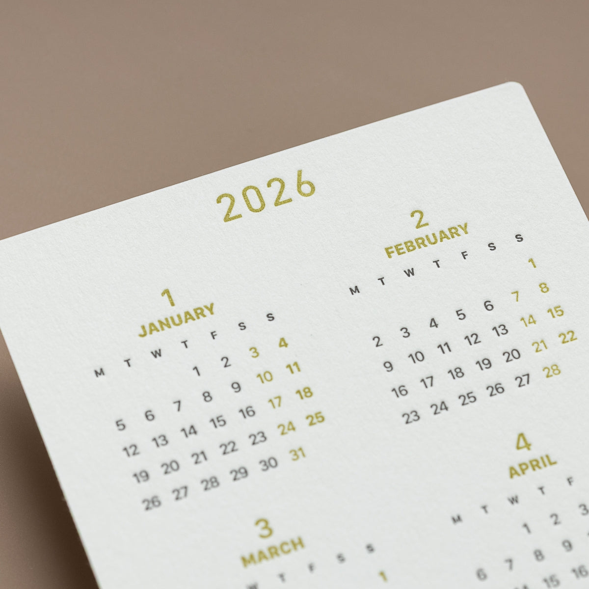 2024 Letterpress Printed Calendar Bookmark