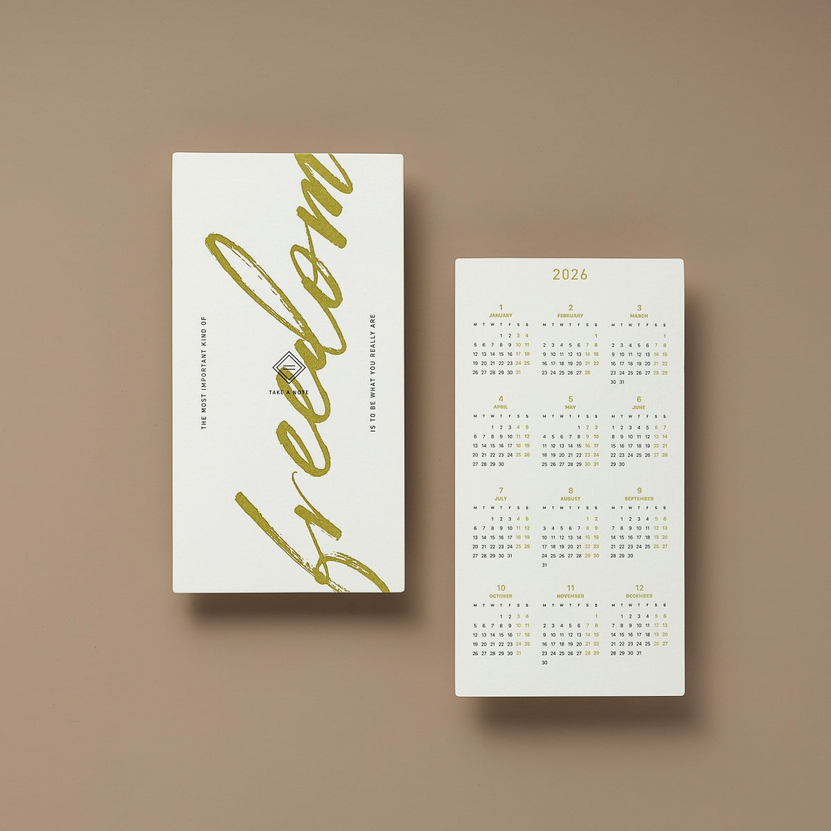 2024 Letterpress Printed Calendar Bookmark