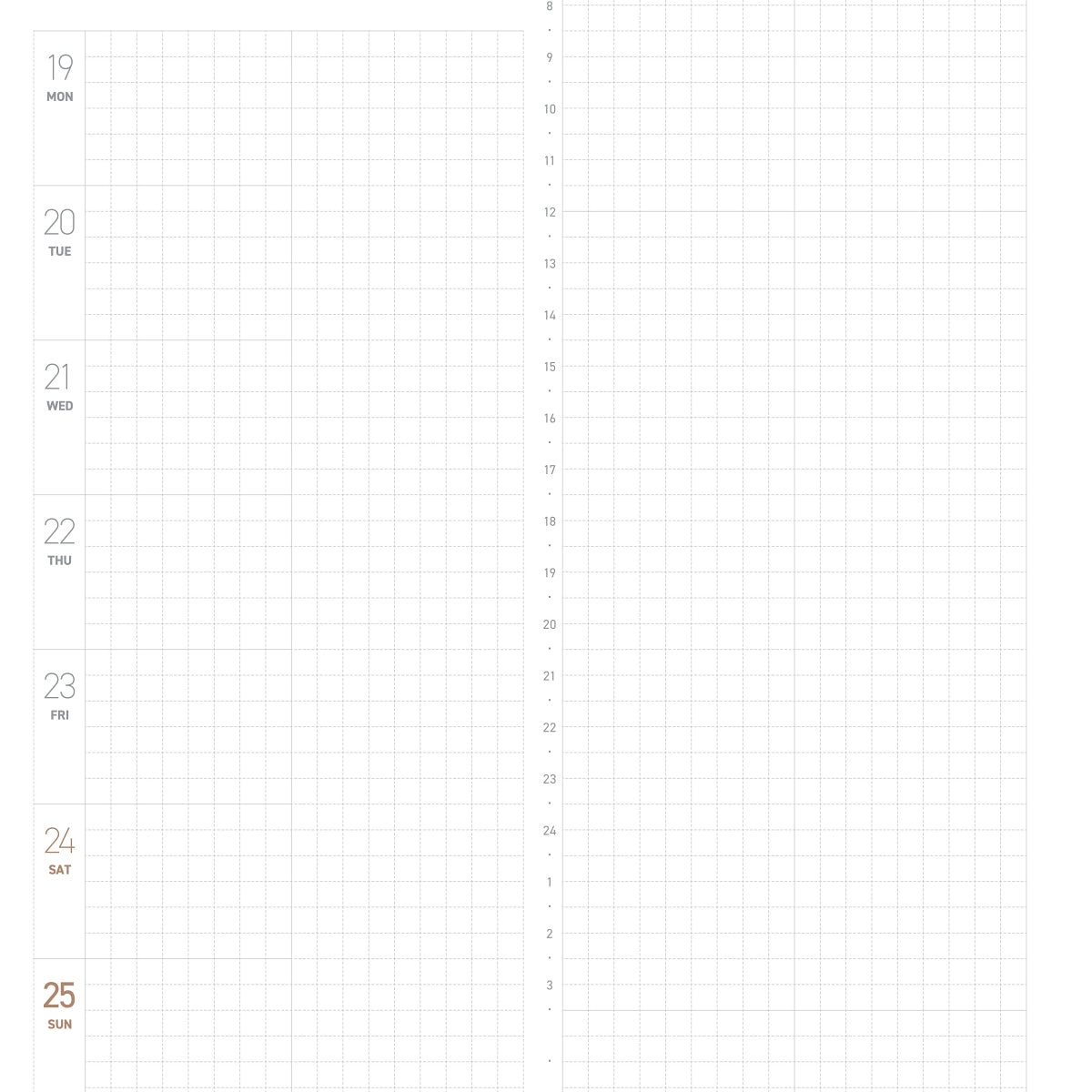 Mini Weekly Calendar