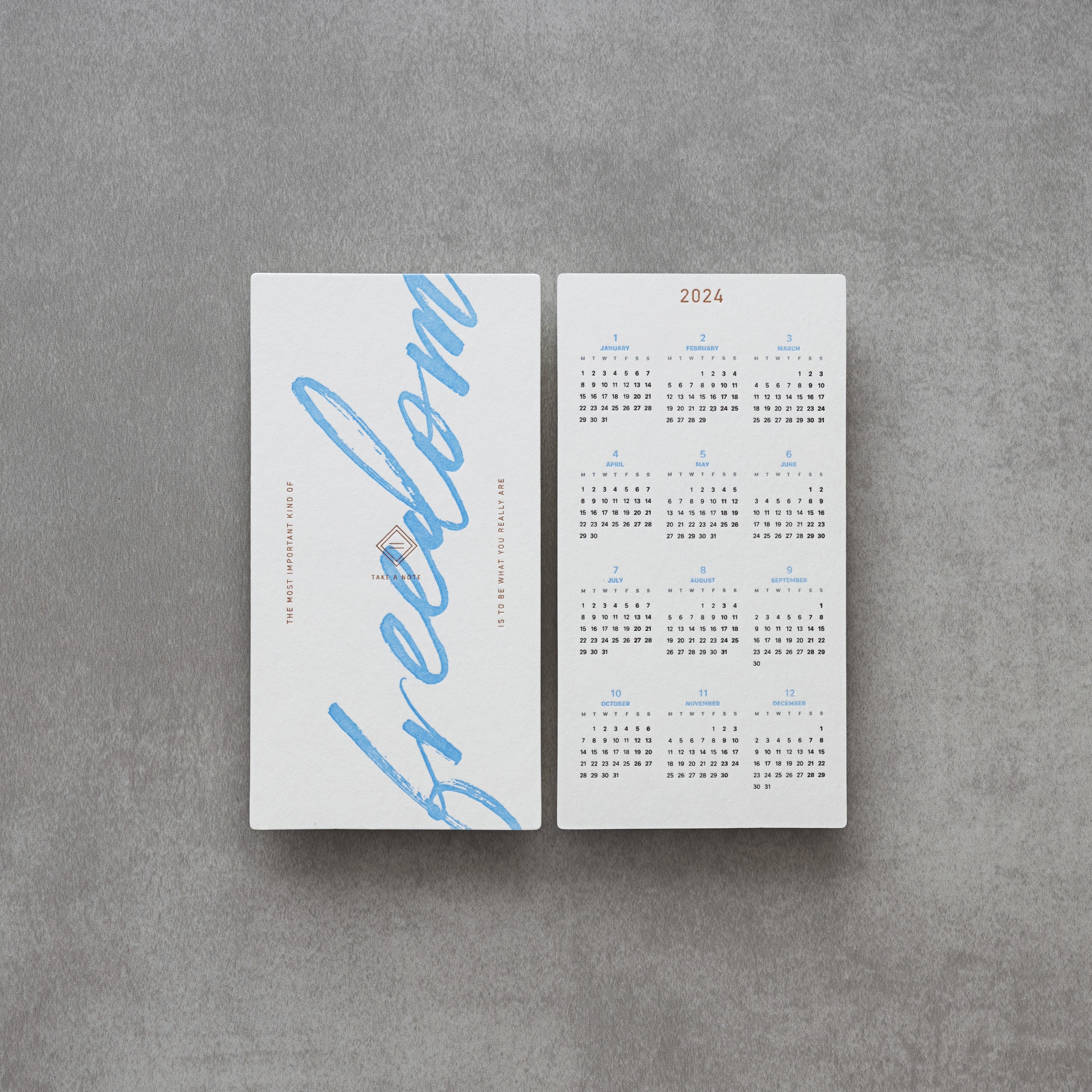 2024 Letterpress Printed Calendar Bookmark