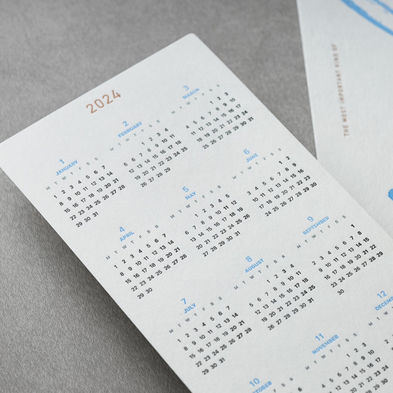 2024 Letterpress Printed Calendar Bookmark