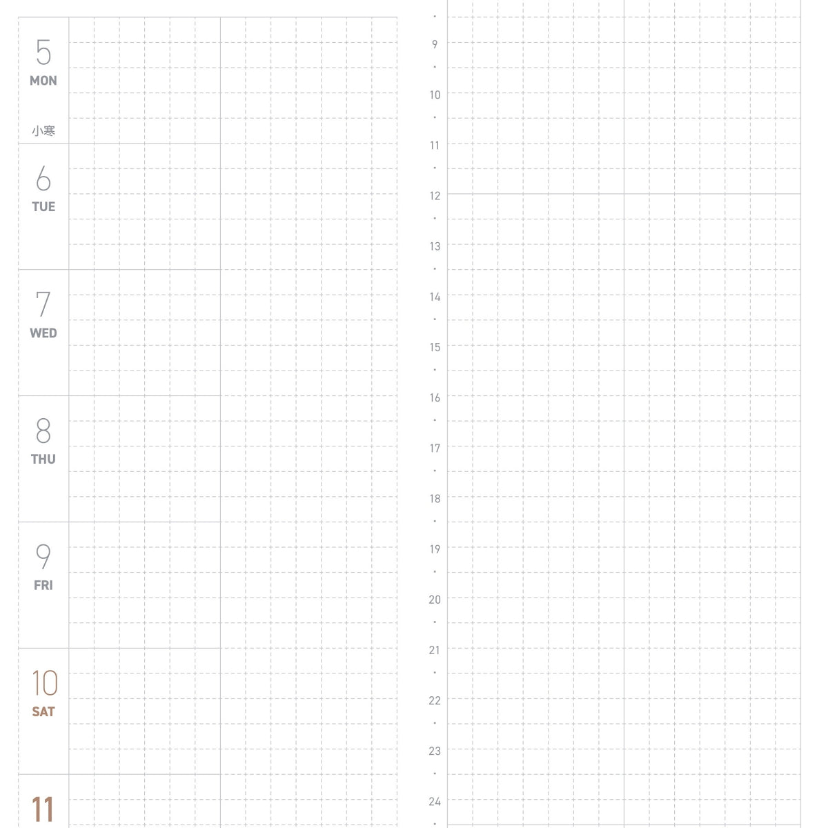 Mini Weekly Calendar