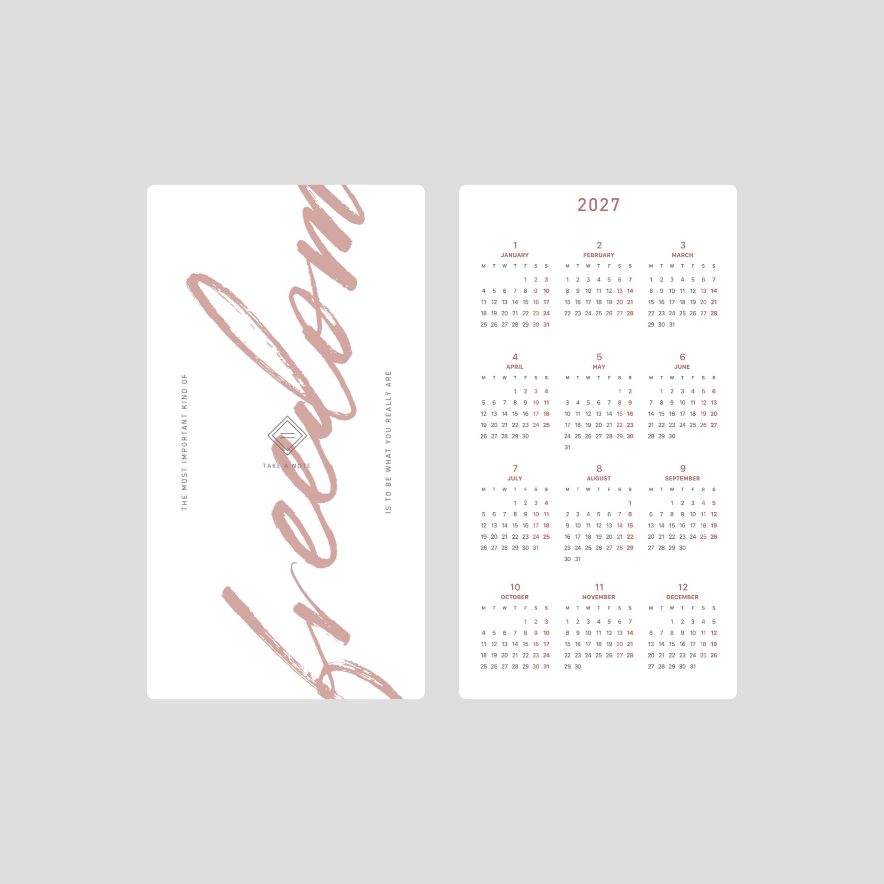 Make Space. Let Life Take Shape. - TAKE A NOTE 2027 Planners