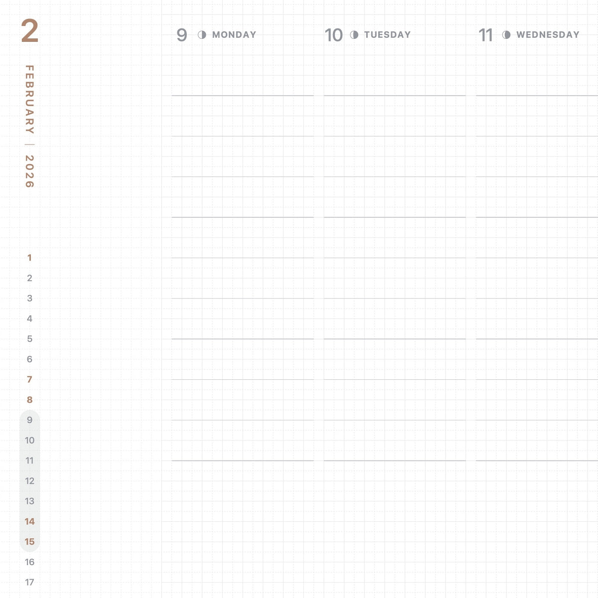 Light-Colored Boxes Indicate Weeks