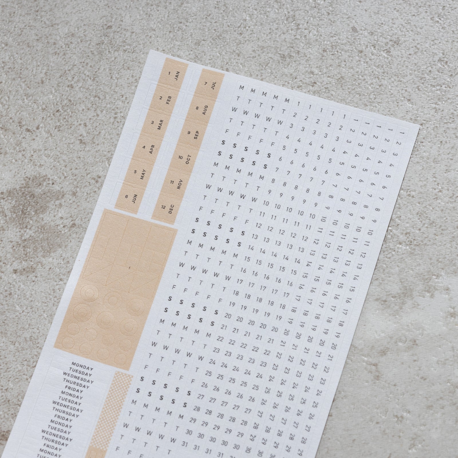 "RECORD" - CALENDAR, MONTHLY DAILY BULLET JOURNAL WASHI STICKERS (2 sheets)