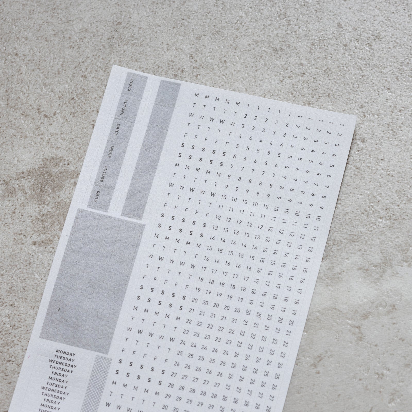 "RECORD" - CALENDAR, MONTHLY DAILY BULLET JOURNAL WASHI STICKERS (2 sheets)